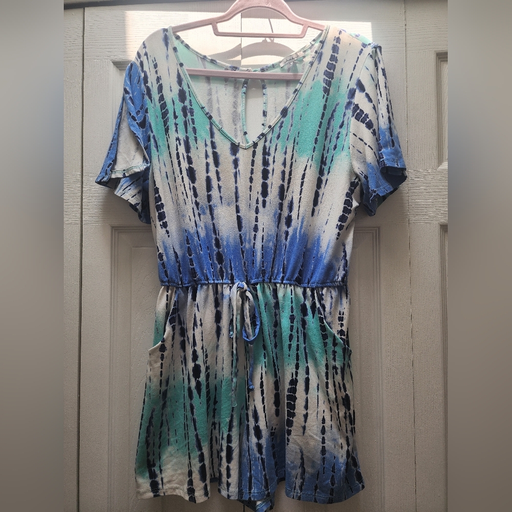 White Birch Blue Tie-Dye Romper